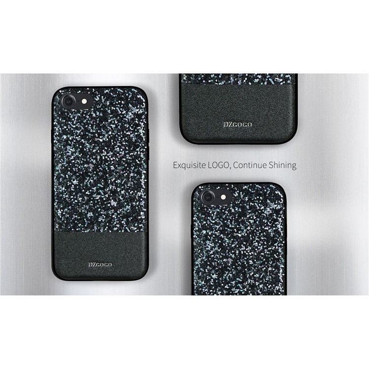 DZGOGO Bling Bling Series PU Leather Coated Bling Sequins PC + TPU Combo Case for iPhone 7 - Black-3