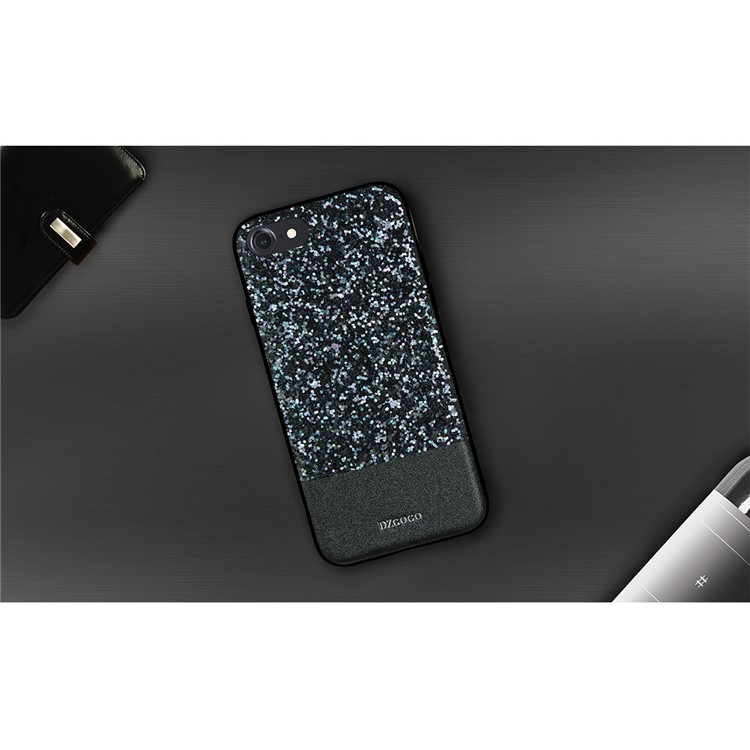 DZGOGO Bling Bling Series PU Leather Coated Bling Sequins PC + TPU Combo Case for iPhone 7 - Black-5