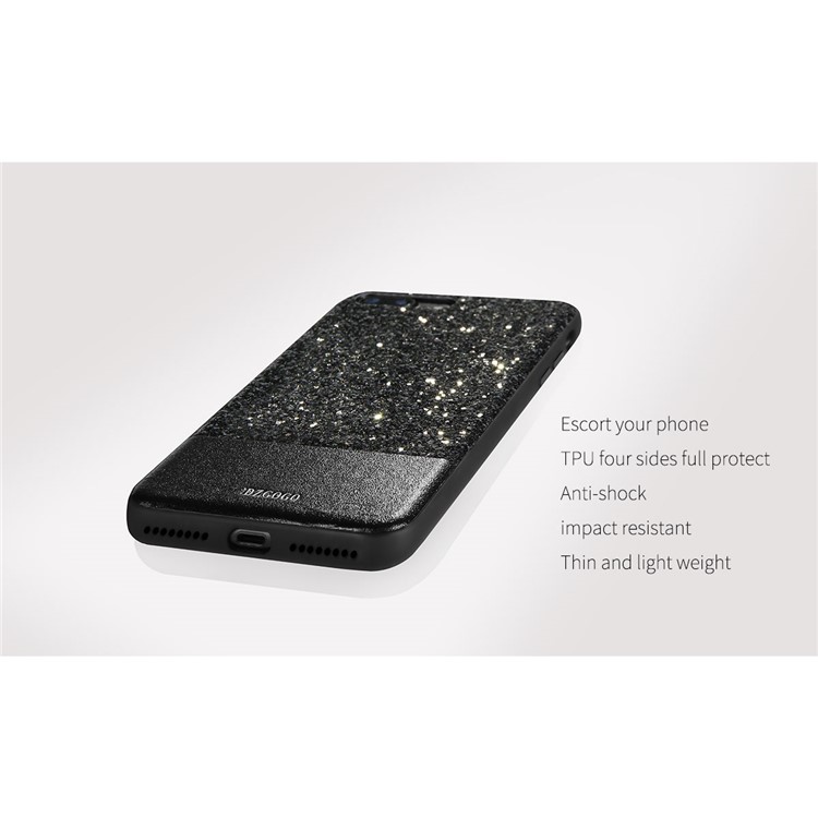 DZGOGO Bling Bling Series PU Leather Coated Bling Sequins PC + TPU Combo Case for iPhone 7 - Black-6