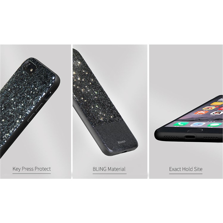 DZGOGO Bling Bling Series PU Leather Coated Bling Sequins PC + TPU Combo Case for iPhone 7 - Black-7