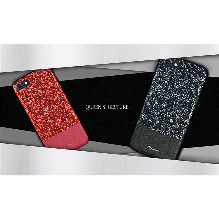 DZGOGO Bling Bling Series PU Leather Coated Bling Sequins PC + TPU Combo Case for iPhone 7 - Black-8
