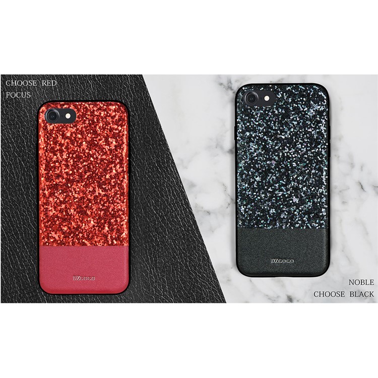 DZGOGO Bling Bling Series PU Leather Coated Bling Sequins PC + TPU Combo Case for iPhone 7 - Black-9