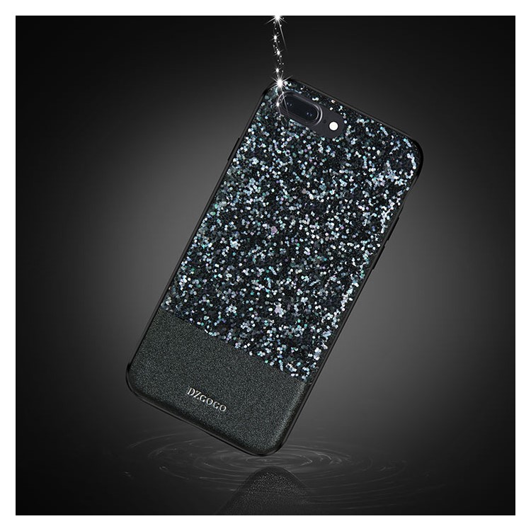 DZGOGO Bling Bling Series PU Leather Coated Bling Sequins PC + TPU Combo Case for iPhone 7 Plus - Black-1