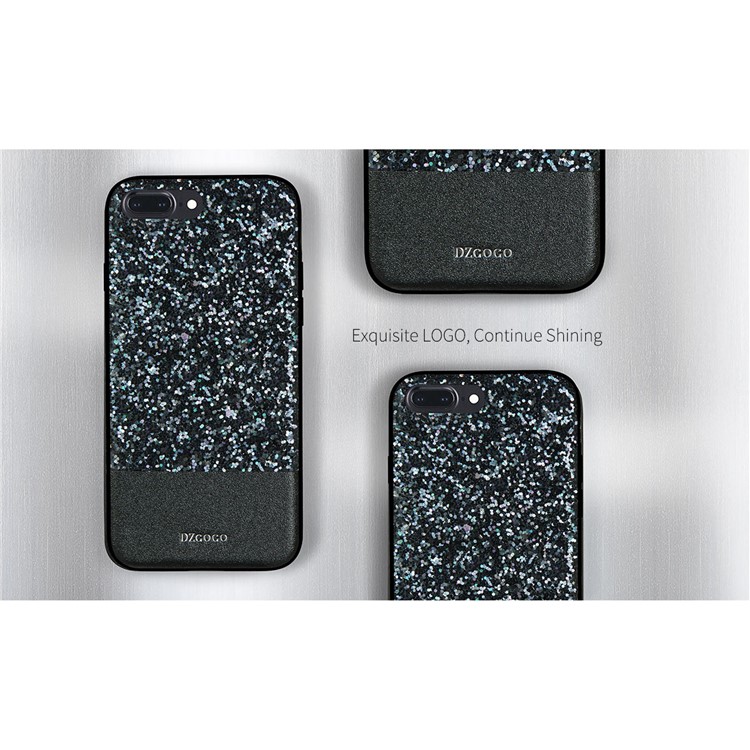 DZGOGO Bling Bling Series PU Leather Coated Bling Sequins PC + TPU Combo Case for iPhone 7 Plus - Black-2