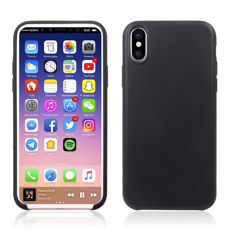 Solid Color Soft TPU Cover Case for iPhone XS / X/Ten 5.8 inch - Black-2