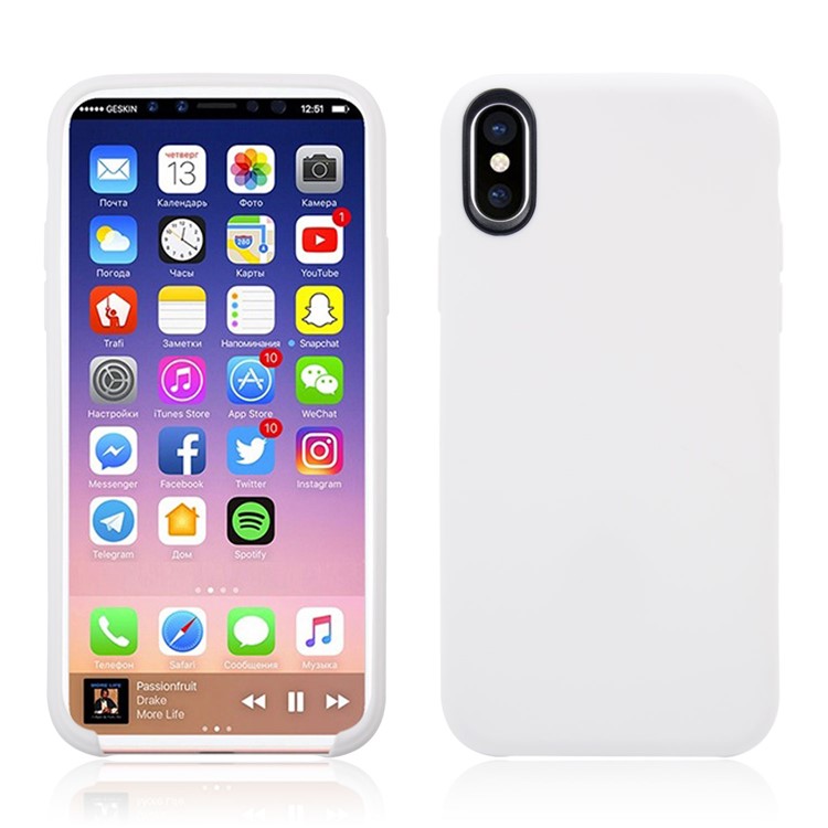 Solid Color Flexible TPU Back Case for iPhone XS / X/Ten 5.8 inch - White-2