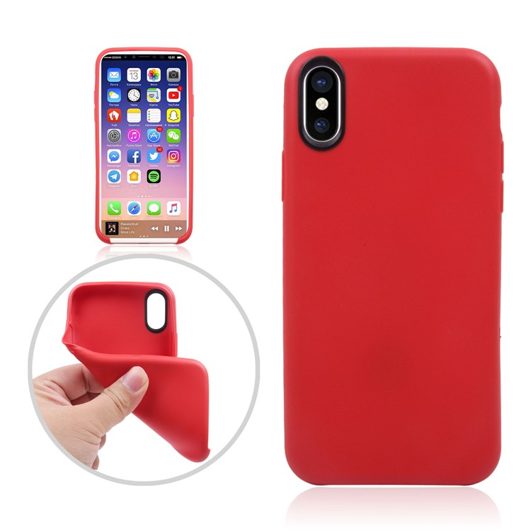 

For iPhone XS / X/Ten 5.8 inch Solid Color TPU Gel Phone Cover - Red, iPhone XS 5.8 inch