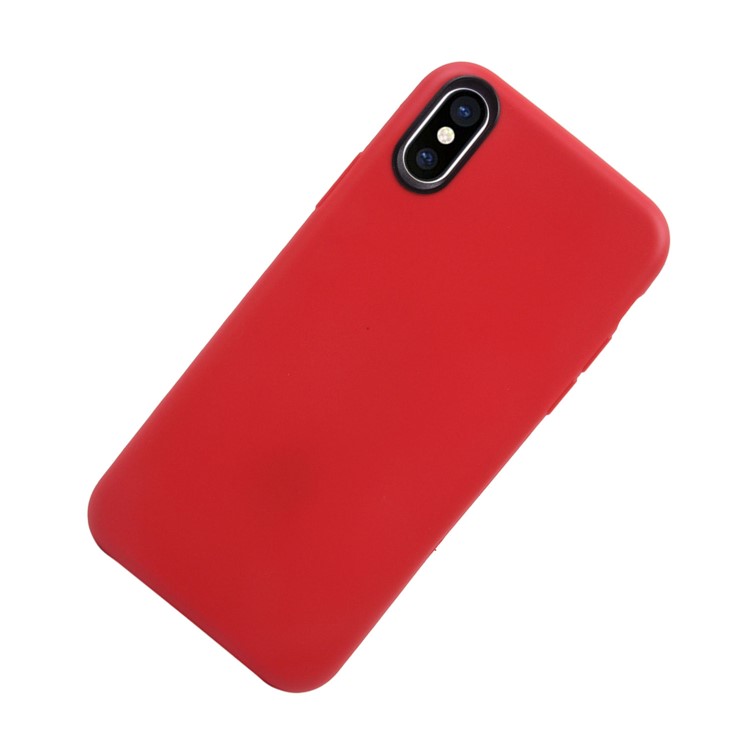 For iPhone XS / X/Ten 5.8 inch Solid Color TPU Gel Phone Cover - Red-10