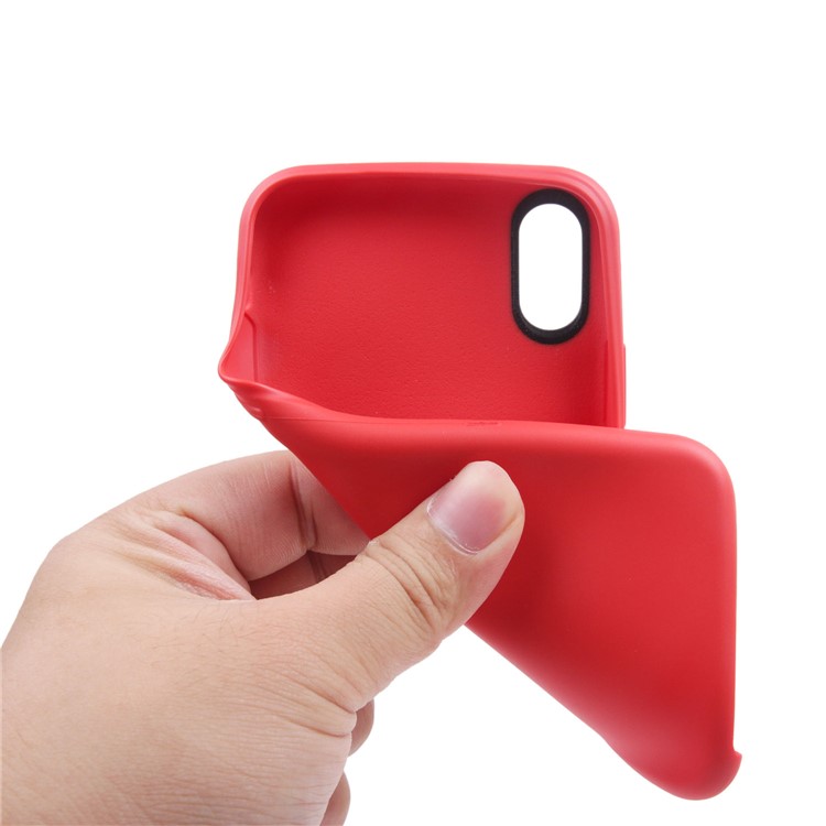 For iPhone XS / X/Ten 5.8 inch Solid Color TPU Gel Phone Cover - Red-3
