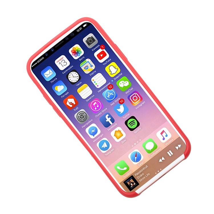 For iPhone XS / X/Ten 5.8 inch Solid Color TPU Gel Phone Cover - Red-9