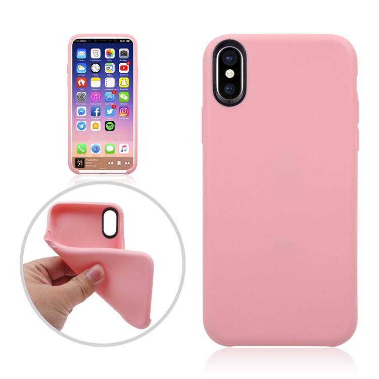 

Solid Color Soft TPU Case Accessory for iPhone XS / X/Ten 5.8 inch - Pink, iPhone XS 5.8 inch