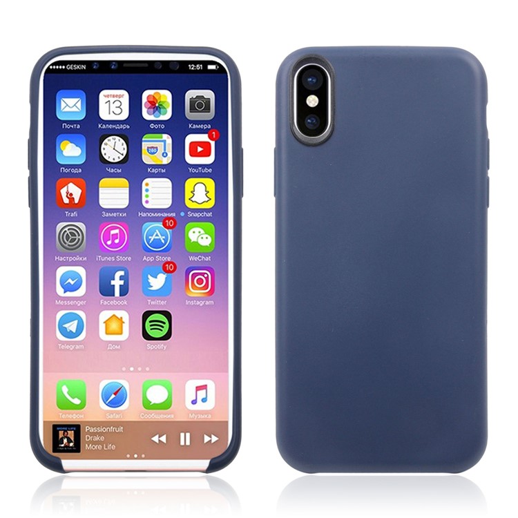 Solid Color TPU Gel Phone Casing for iPhone XS / X/Ten 5.8 inch - Dark Blue-2