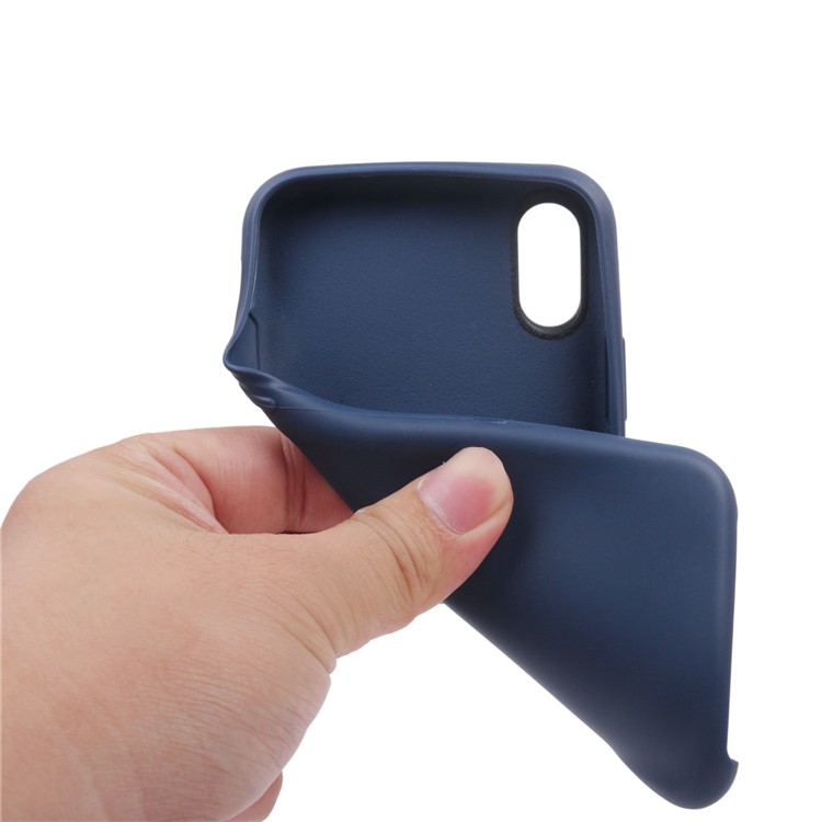 Solid Color TPU Gel Phone Casing for iPhone XS / X/Ten 5.8 inch - Dark Blue-3