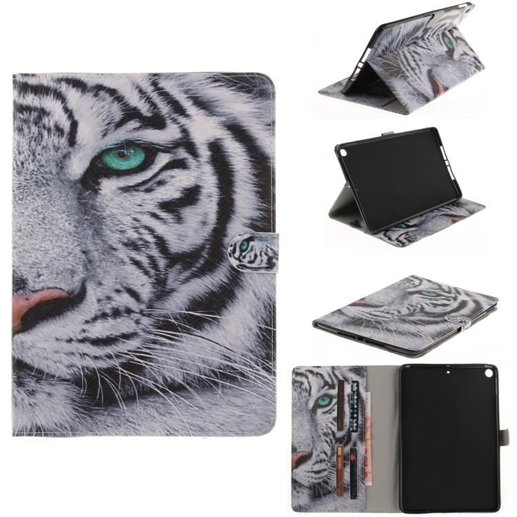 Pattern Printing Wallet Leather Smart Case for iPad 9.7 (2017) - Tiger-1