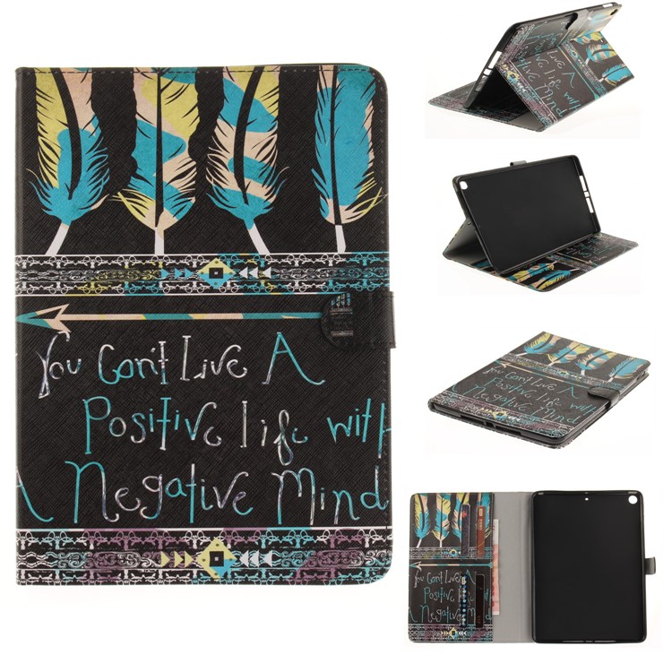 

Patterned Auto-Wake / Sleep Leather Protective Tablet Cover for iPad 9.7 (2018) / 9.7 (2017) - Feather Pen