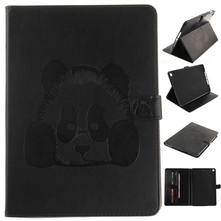 Imprinted Panda Smart Leather Wallet Stand Case for iPad 9.7 (2018) / 9.7 (2017) - Black-1