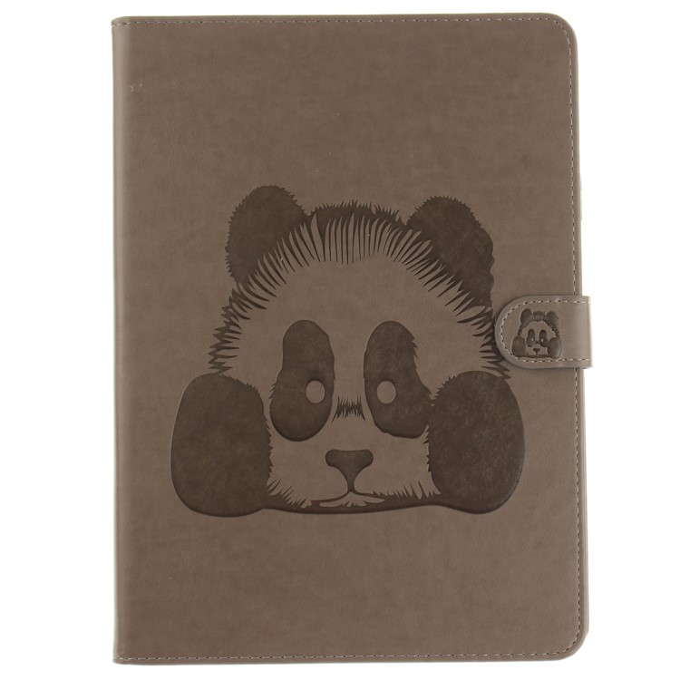 Imprinted Panda Leather Wallet Smart Protective Cover for iPad 9.7 (2018) / 9.7 (2017) - Grey-2