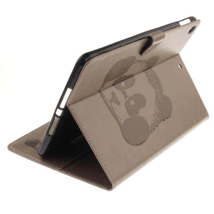 Imprinted Panda Leather Wallet Smart Protective Cover for iPad 9.7 (2018) / 9.7 (2017) - Grey-7