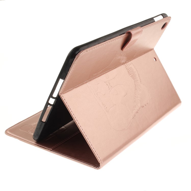 Imprinted Panda Leather Card Slots Smart Cover with Stand for iPad 9.7 (2018) / 9.7 (2017) - Rose Gold-7