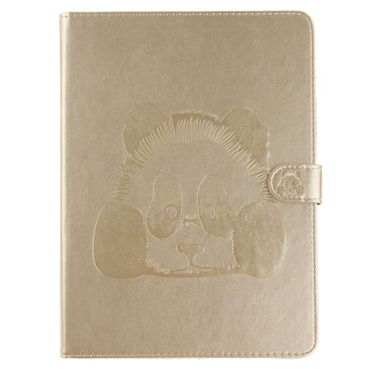 Imprinted Panda Smart Leather Wallet Flip Case Stand for iPad 9.7 (2018) / 9.7 (2017) - Gold-2