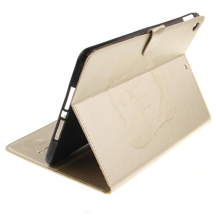 Imprinted Panda Smart Leather Wallet Flip Case Stand for iPad 9.7 (2018) / 9.7 (2017) - Gold-7