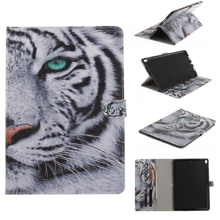 Patterned Auto-Wake / Sleep PU Leather Wallet Tablet Shell for iPad Pro 10.5 (2017) - Tiger-1