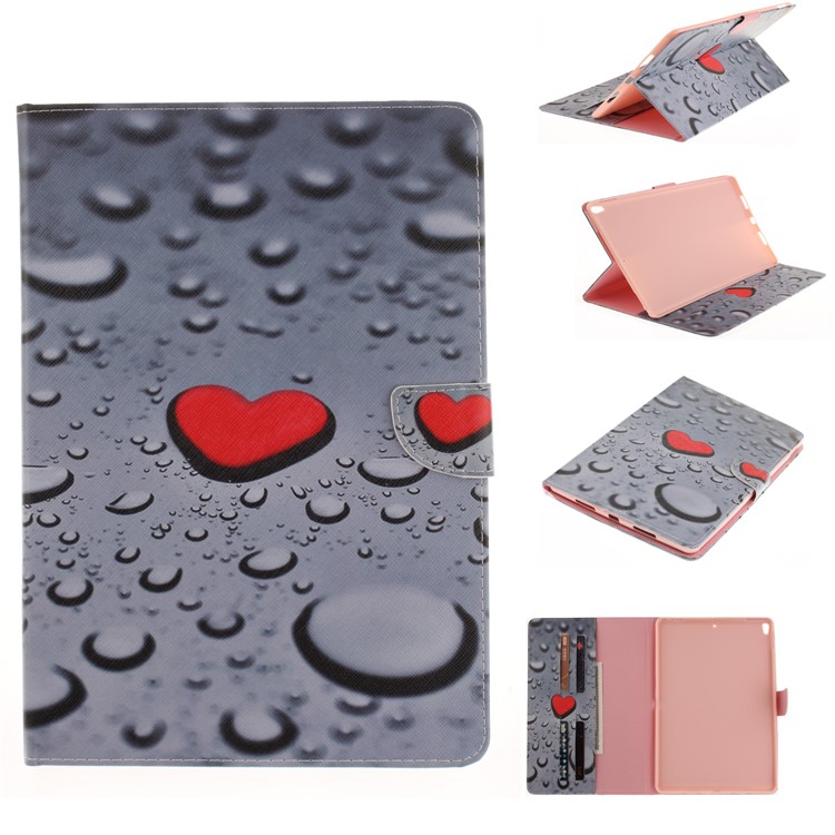 

Pattern Printing Wallet PU Leather Stand Case for iPad Pro 10.5 (2017) - Heart and Water Drop
