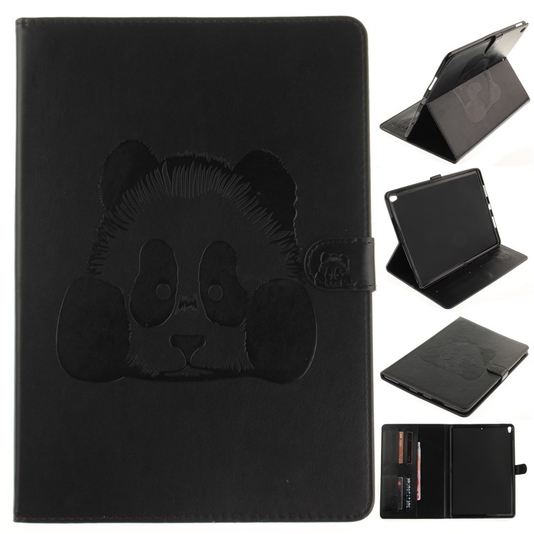 Imprinted Panda Multi Card Slots Smart Leather Stand Folio Case for iPad Pro 10.5 (2017) - Black-1