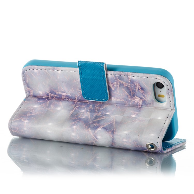 3D Marble Pattern Wallet Leather Stand Case for iPhone SE/5s/5 - Purple-2