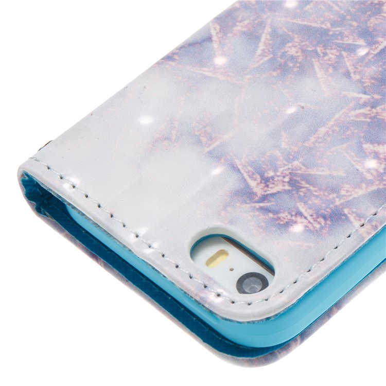 3D Marble Pattern Wallet Leather Stand Case for iPhone SE/5s/5 - Purple-5