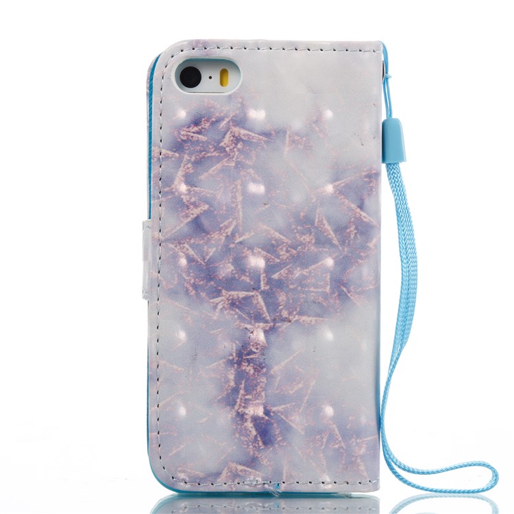3D Marble Pattern Wallet Leather Stand Case for iPhone SE/5s/5 - Purple-7