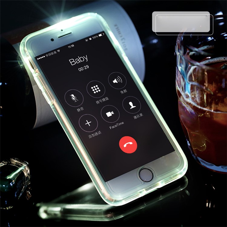 ROCK Light Tube Series Upgrade Incoming Calls Flashing PC TPU Phone Cover for iPhone 6s Plus / 6 Plus - Transparent-1
