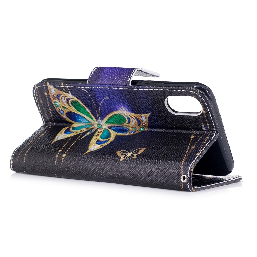 Pattern Printing Wallet PU Leather Stand Cover para iPhone X / 10 5.8-inch - Linda borboleta-4