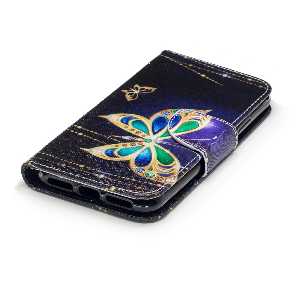 Pattern Printing Wallet PU Leather Stand Cover para iPhone X / 10 5.8-inch - Linda borboleta-6
