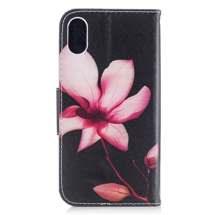 Pattern Printing Magnetic Leather Wallet Flip Case with Stand for iPhone X/XS 5.8-inch - Flower Pattern-3