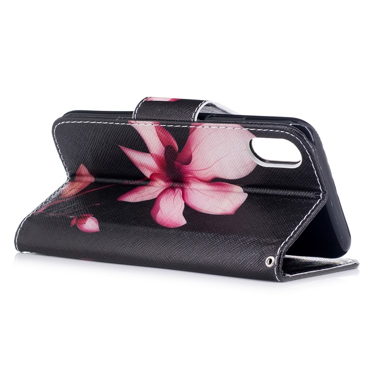 Pattern Printing Magnetic Leather Wallet Flip Case with Stand for iPhone X/XS 5.8-inch - Flower Pattern-4