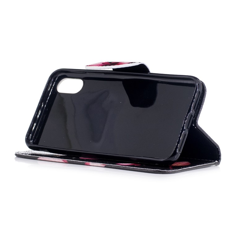 Pattern Printing Magnetic Leather Wallet Flip Case with Stand for iPhone X/XS 5.8-inch - Flower Pattern-5