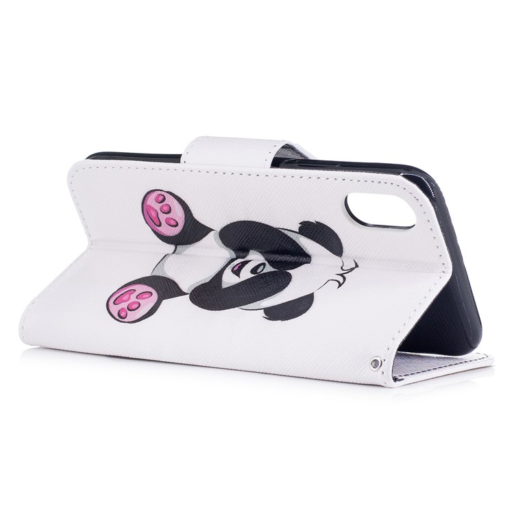 Pattern Printing PU Leather Wallet Phone Casing with Stand for iPhone X/XS 5.8-inch - Lovely Panda-4