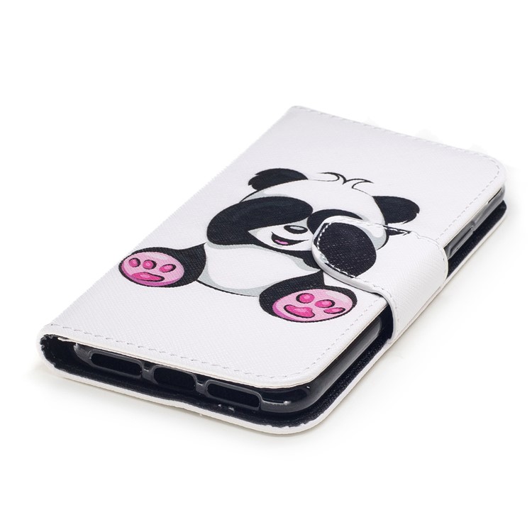 Pattern Printing PU Leather Wallet Phone Casing with Stand for iPhone X/XS 5.8-inch - Lovely Panda-6