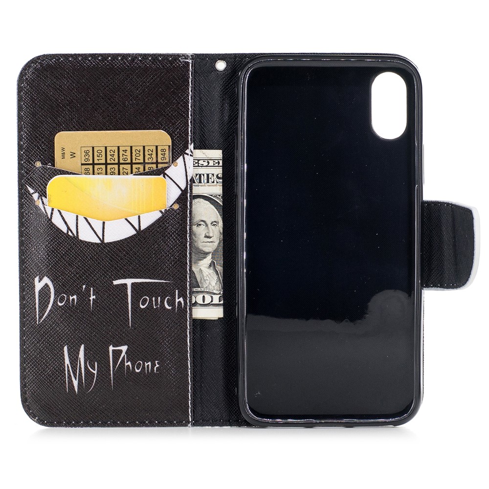 Pattern Printing Wallet Leather Cover Case for iPhone X/XS 5.8-inch - Do not Touch My Phone-8