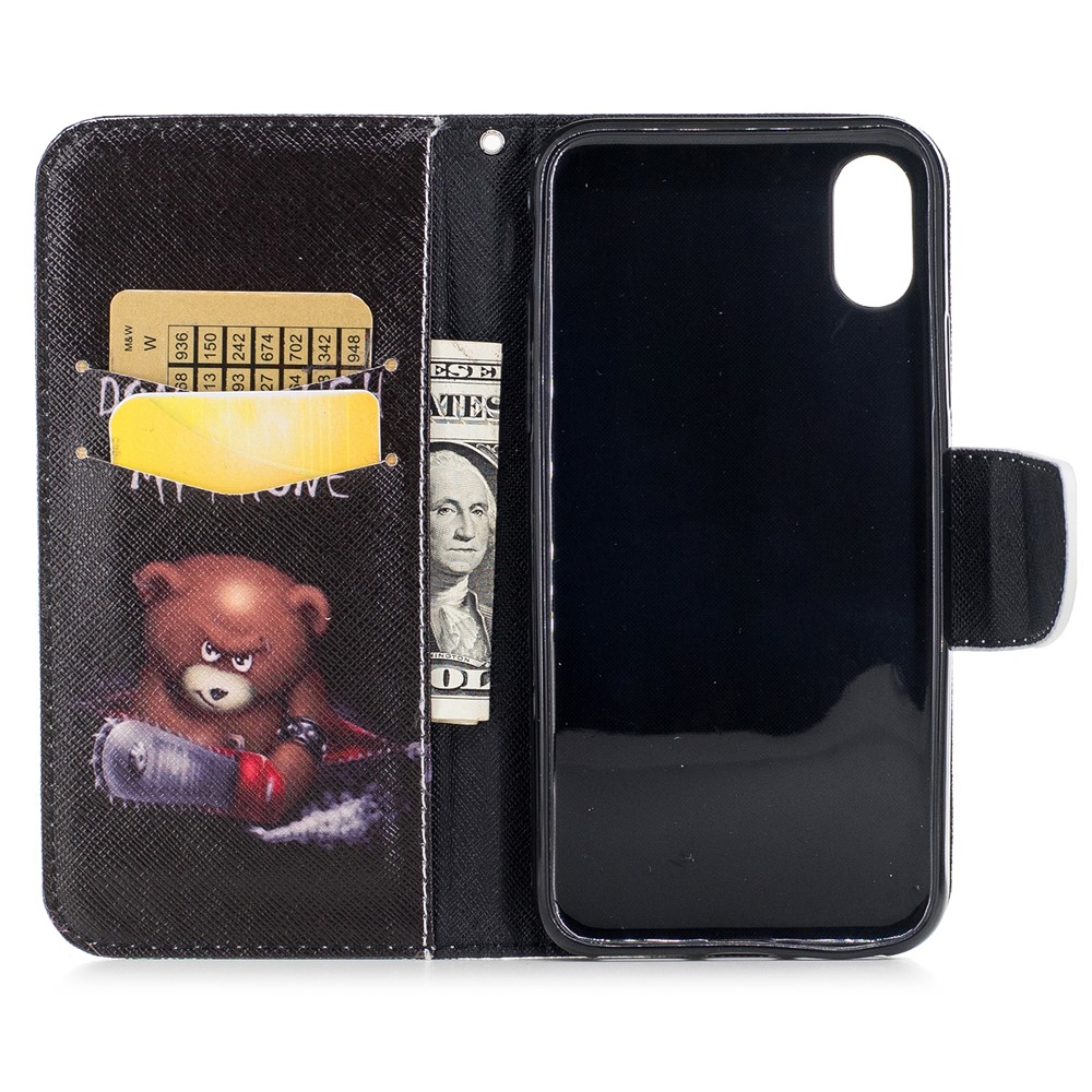 Pattern Printing Wallet Leather Magnetic Case for iPhone X/XS 5.8-inch - Brown Bear-8