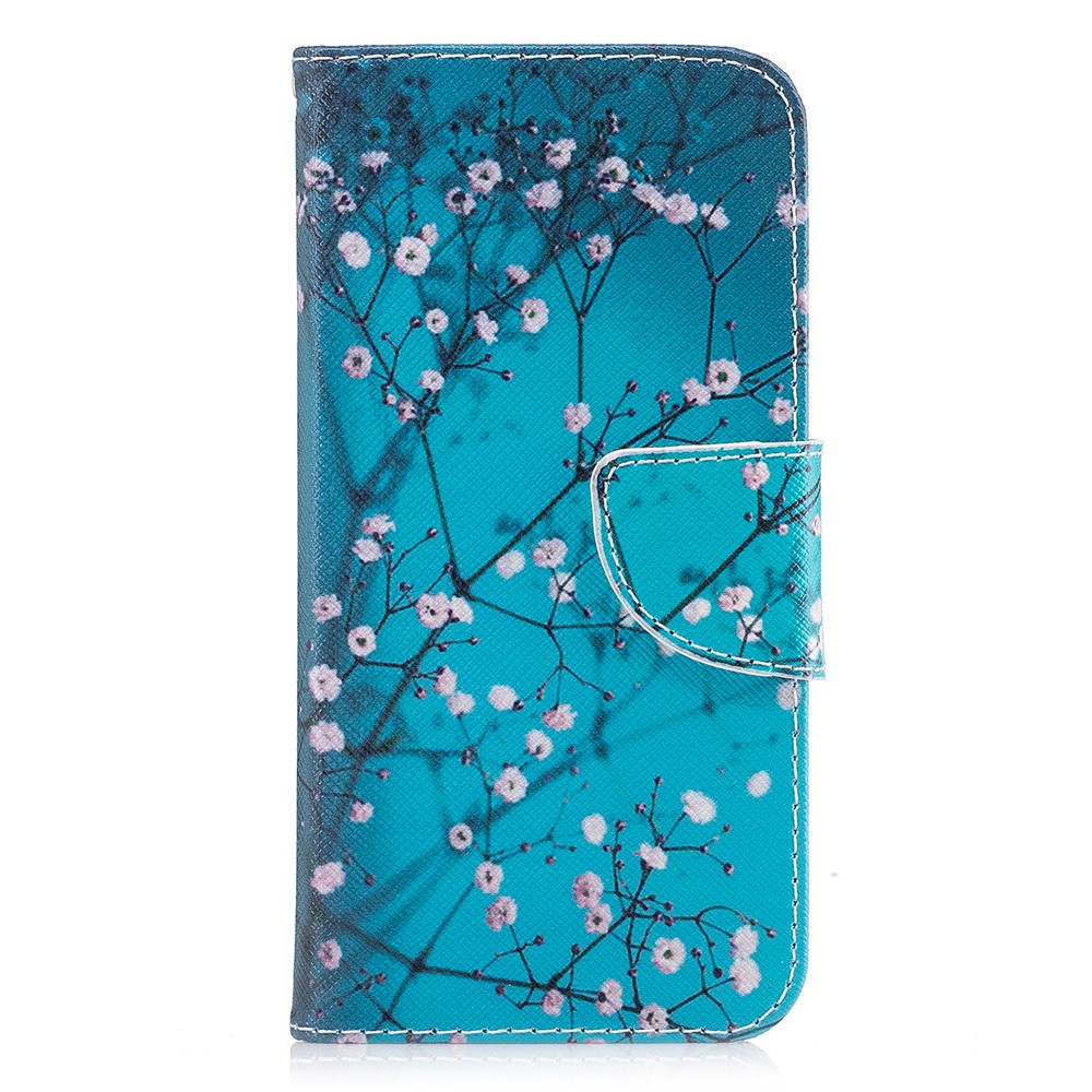 Pattern Printing Wallet Leather Stand Case for iPhone X/XS 5.8-inch - Tree with Flowers-2