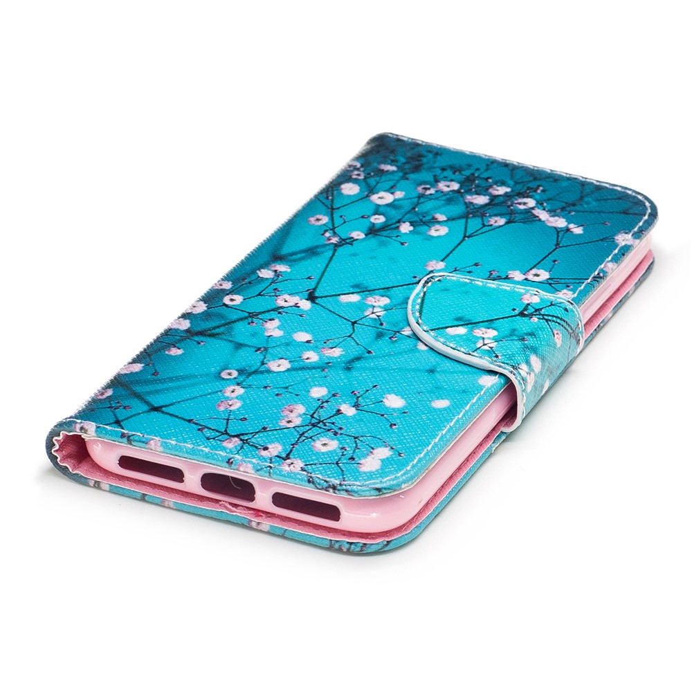 Pattern Printing Wallet Leather Stand Case for iPhone X/XS 5.8-inch - Tree with Flowers-6