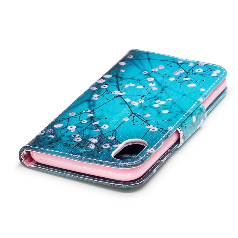 Pattern Printing Wallet Leather Stand Case for iPhone X/XS 5.8-inch - Tree with Flowers-7