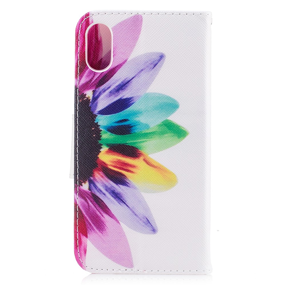 Cassa del supporto di carta del cuoio di stampa del modello per il iPhone X /10 5.8-pollice - petalo campione-3