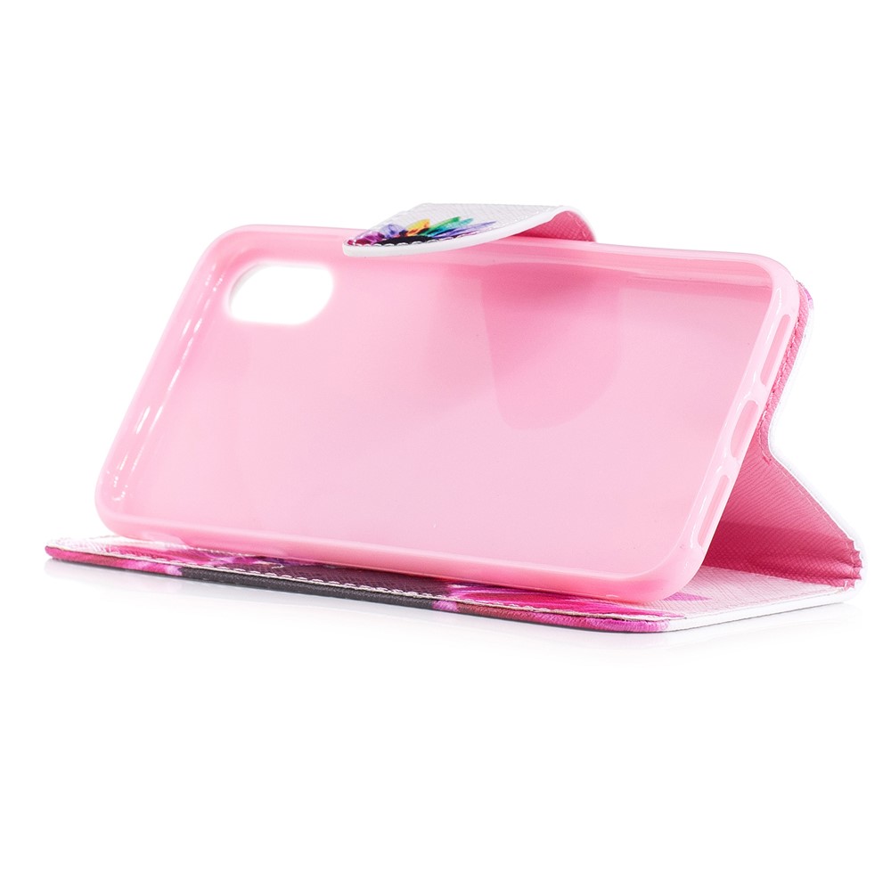 Cassa del supporto di carta del cuoio di stampa del modello per il iPhone X /10 5.8-pollice - petalo campione-5