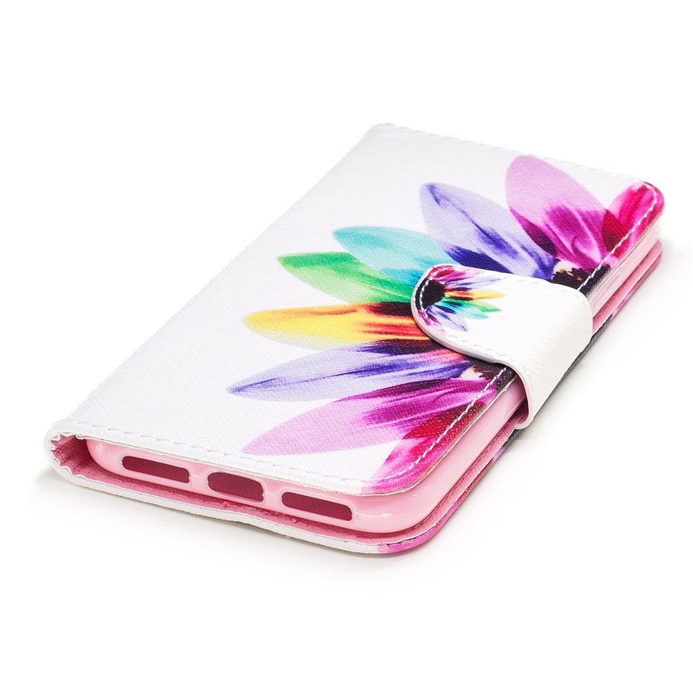 Cassa del supporto di carta del cuoio di stampa del modello per il iPhone X /10 5.8-pollice - petalo campione-6