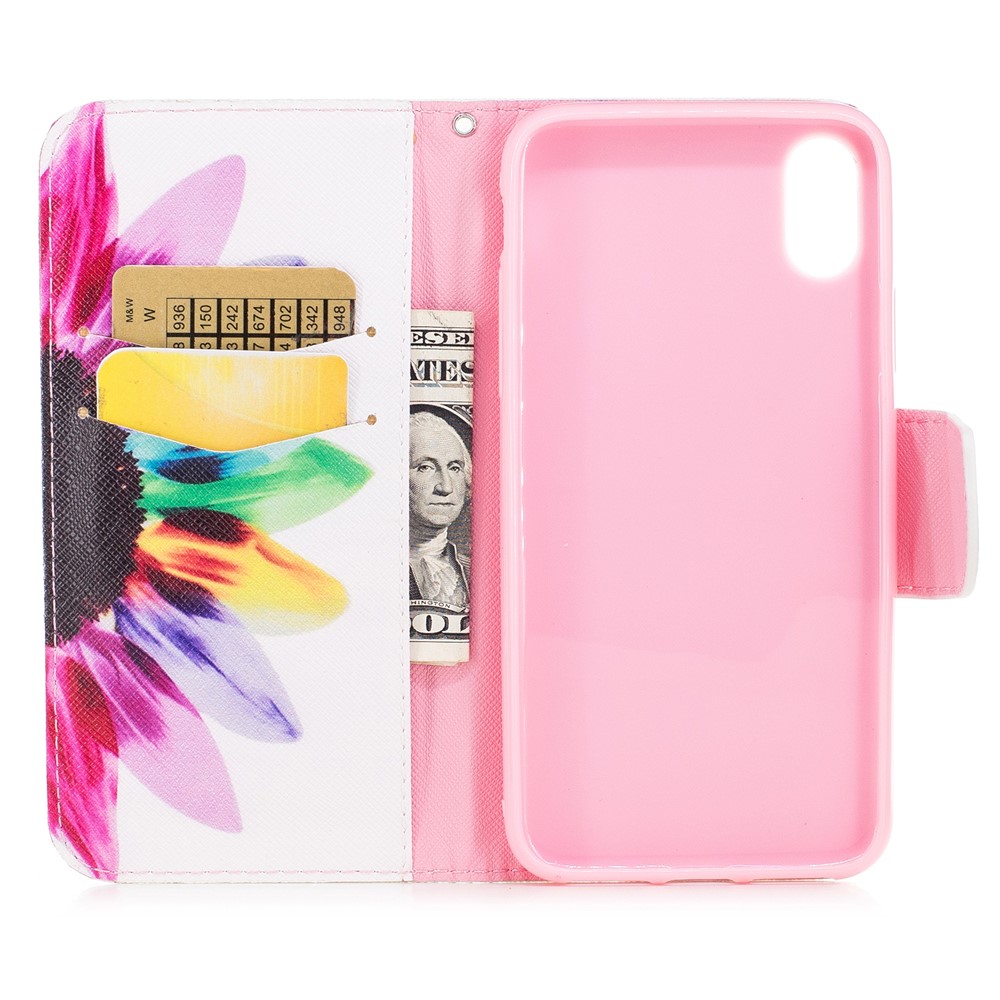 Cassa del supporto di carta del cuoio di stampa del modello per il iPhone X /10 5.8-pollice - petalo campione-8