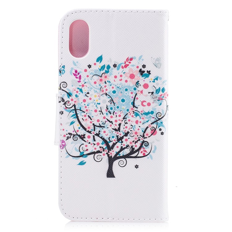 Pattern Printing Wallet Flip Leather Cell Phone Cover Case for iPhone X/XS 5.8-inch - Flowered Tree-3