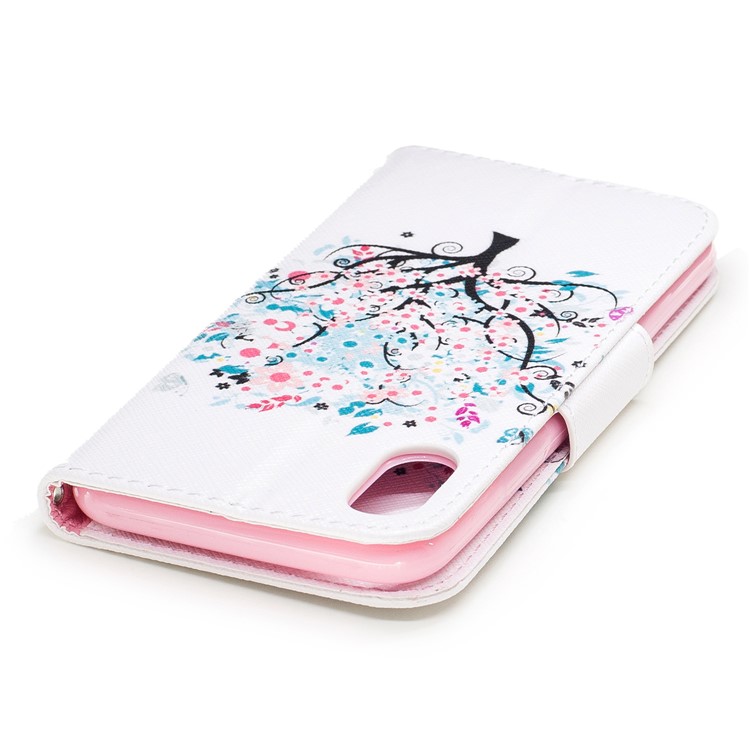 Pattern Printing Wallet Flip Leather Cell Phone Cover Case for iPhone X/XS 5.8-inch - Flowered Tree-7